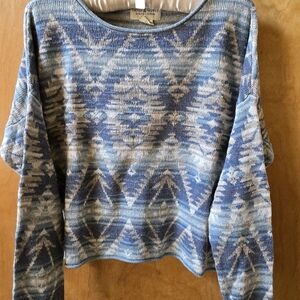 Ralph Lauren Blue and Cream Patterned Sweater